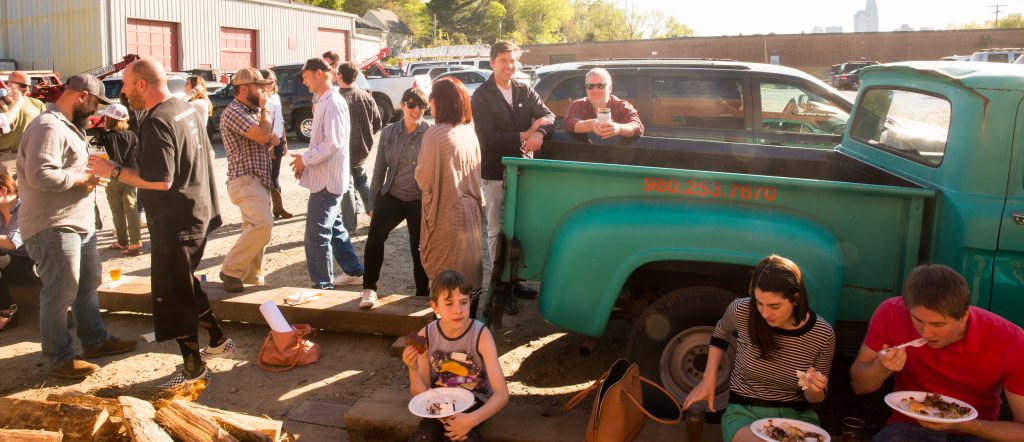 photos from the viewing party for order/fire's 4th episode and pig picking at Free Range Brewing (Photo by Darius Evans)